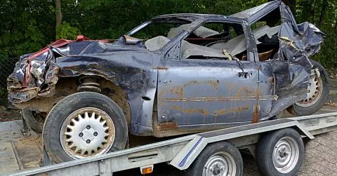 Towing Totally Wrecked Car